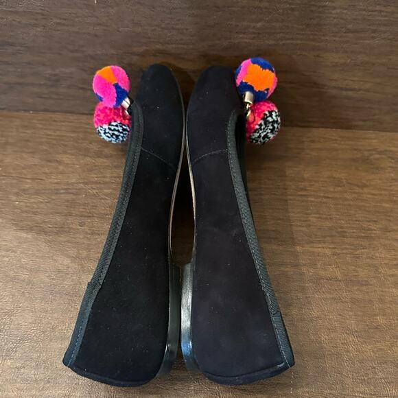 Sophia Webster Bo Pom-Pom Black Suede Leather Ballet Flats Size 5 (35.5) - Picture 5 of 8